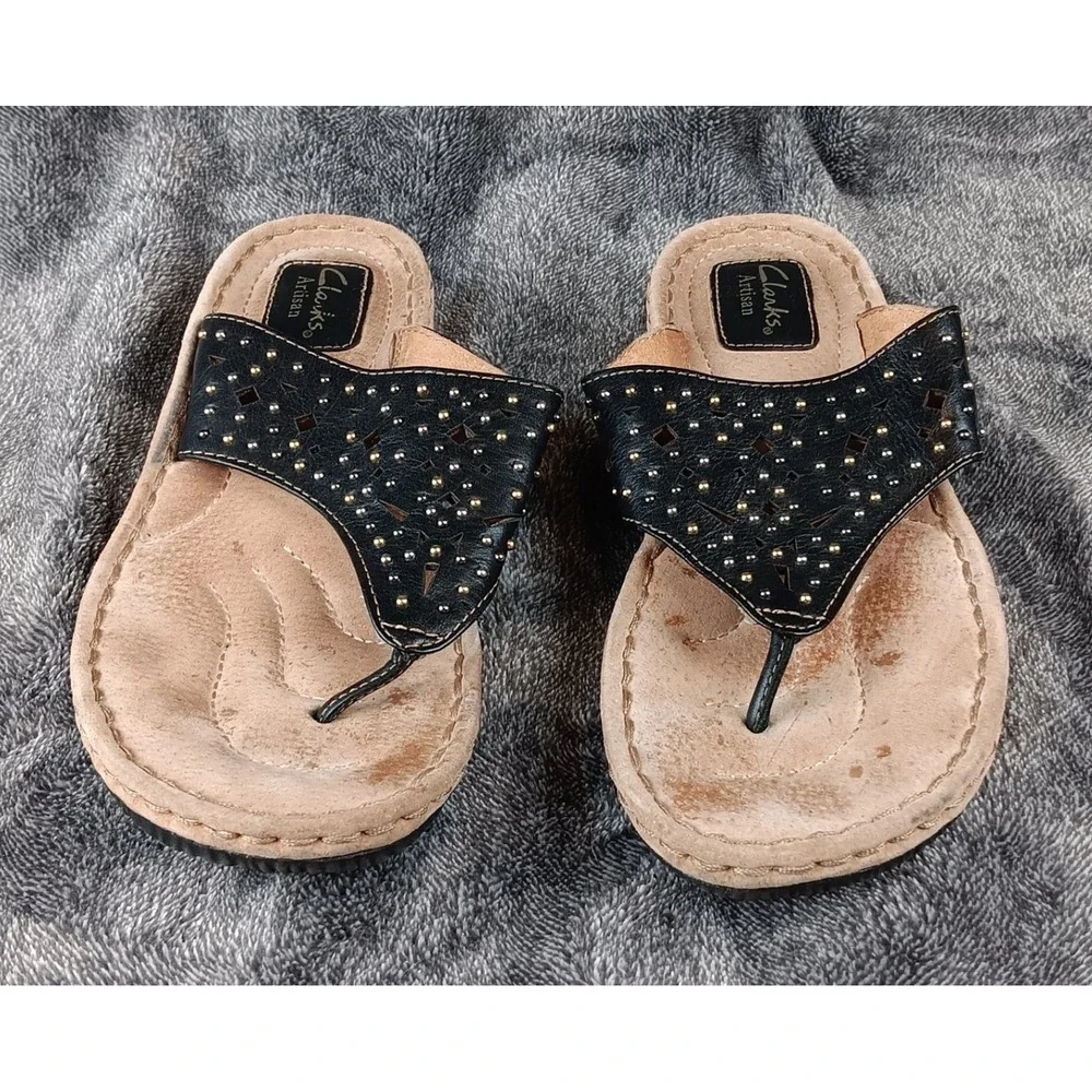 Clarks black studded